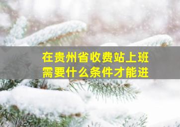 在贵州省收费站上班需要什么条件才能进