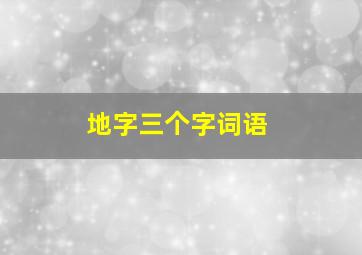 地字三个字词语