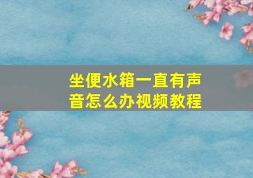 坐便水箱一直有声音怎么办视频教程