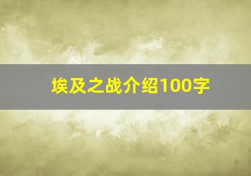 埃及之战介绍100字