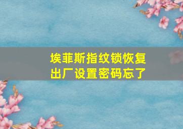 埃菲斯指纹锁恢复出厂设置密码忘了