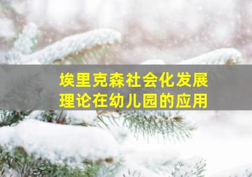 埃里克森社会化发展理论在幼儿园的应用