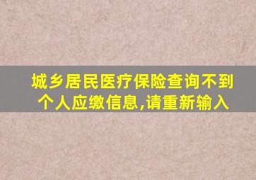 城乡居民医疗保险查询不到个人应缴信息,请重新输入