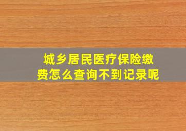 城乡居民医疗保险缴费怎么查询不到记录呢