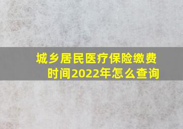 城乡居民医疗保险缴费时间2022年怎么查询