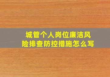 城管个人岗位廉洁风险排查防控措施怎么写