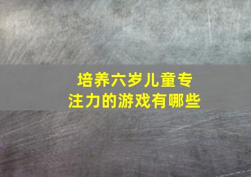 培养六岁儿童专注力的游戏有哪些