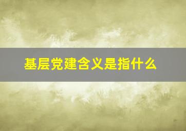 基层党建含义是指什么