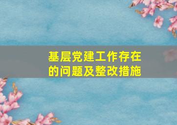 基层党建工作存在的问题及整改措施