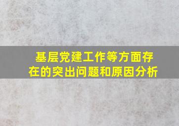 基层党建工作等方面存在的突出问题和原因分析