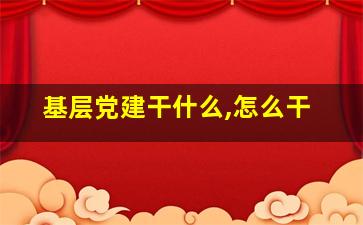 基层党建干什么,怎么干