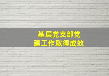 基层党支部党建工作取得成效