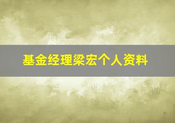 基金经理梁宏个人资料