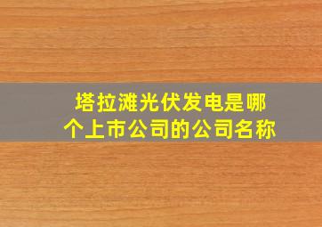 塔拉滩光伏发电是哪个上市公司的公司名称