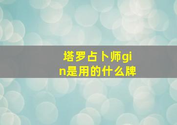 塔罗占卜师gin是用的什么牌