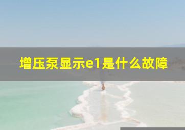 增压泵显示e1是什么故障