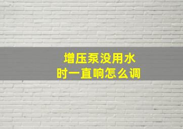 增压泵没用水时一直响怎么调