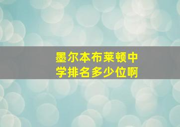 墨尔本布莱顿中学排名多少位啊