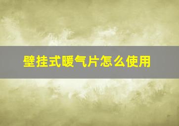 壁挂式暖气片怎么使用