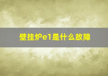 壁挂炉e1是什么故障