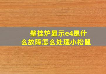 壁挂炉显示e4是什么故障怎么处理小松鼠