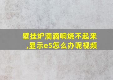 壁挂炉滴滴响烧不起来,显示e5怎么办呢视频