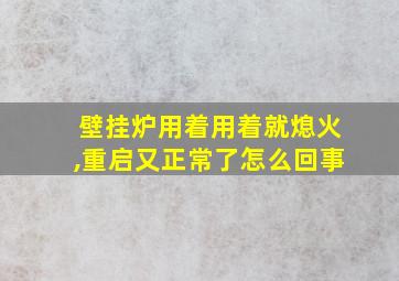 壁挂炉用着用着就熄火,重启又正常了怎么回事