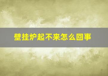 壁挂炉起不来怎么回事