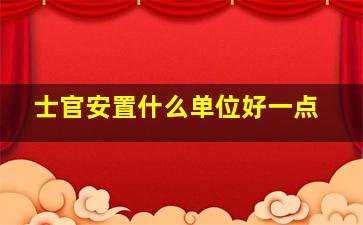 士官安置什么单位好一点