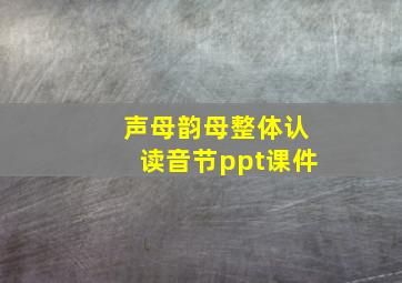 声母韵母整体认读音节ppt课件