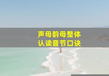 声母韵母整体认读音节口诀