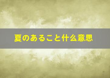 夏のあること什么意思