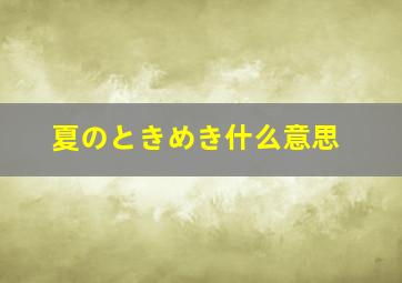 夏のときめき什么意思