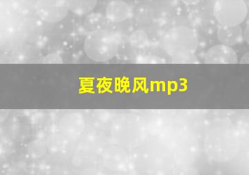 夏夜晚风mp3