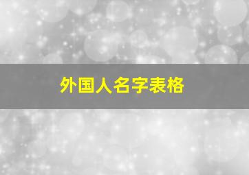 外国人名字表格