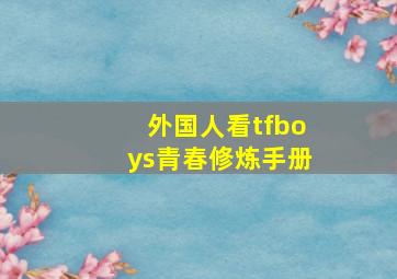 外国人看tfboys青春修炼手册