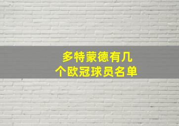 多特蒙德有几个欧冠球员名单