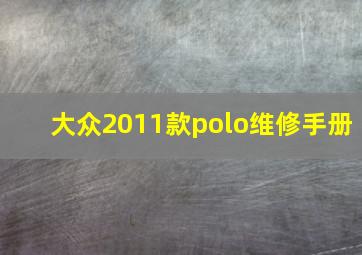 大众2011款polo维修手册