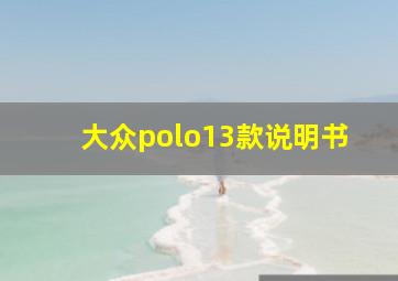 大众polo13款说明书