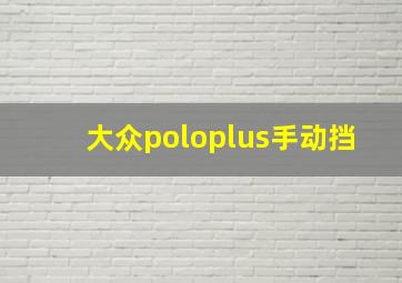 大众poloplus手动挡