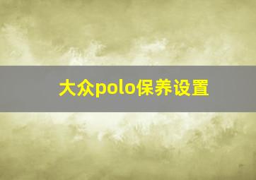 大众polo保养设置