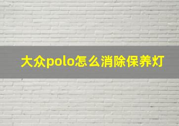 大众polo怎么消除保养灯