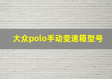 大众polo手动变速箱型号