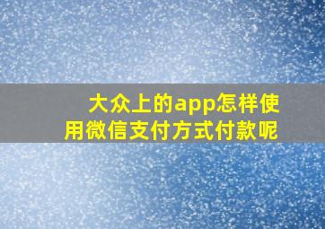 大众上的app怎样使用微信支付方式付款呢