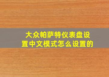 大众帕萨特仪表盘设置中文模式怎么设置的