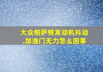 大众帕萨特发动机抖动,加油门无力怎么回事