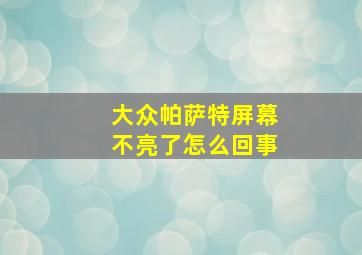 大众帕萨特屏幕不亮了怎么回事