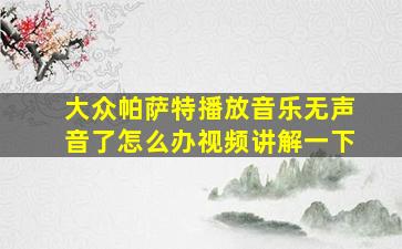 大众帕萨特播放音乐无声音了怎么办视频讲解一下