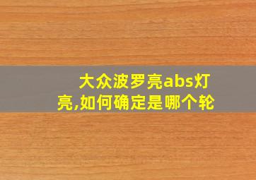 大众波罗亮abs灯亮,如何确定是哪个轮