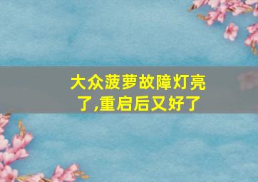 大众菠萝故障灯亮了,重启后又好了